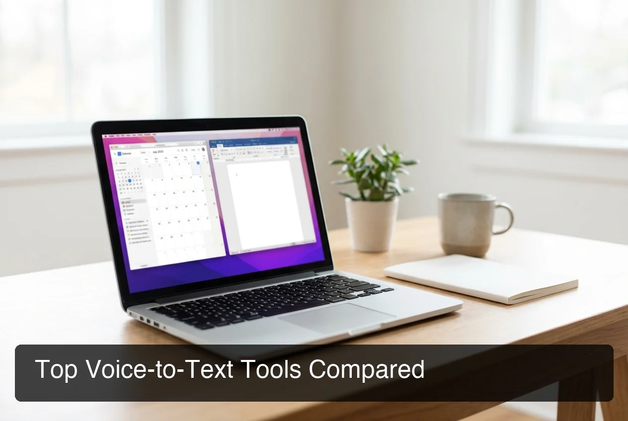 BossAI voice to text transcription tools comparison showing multiple apps on a productivity workspace