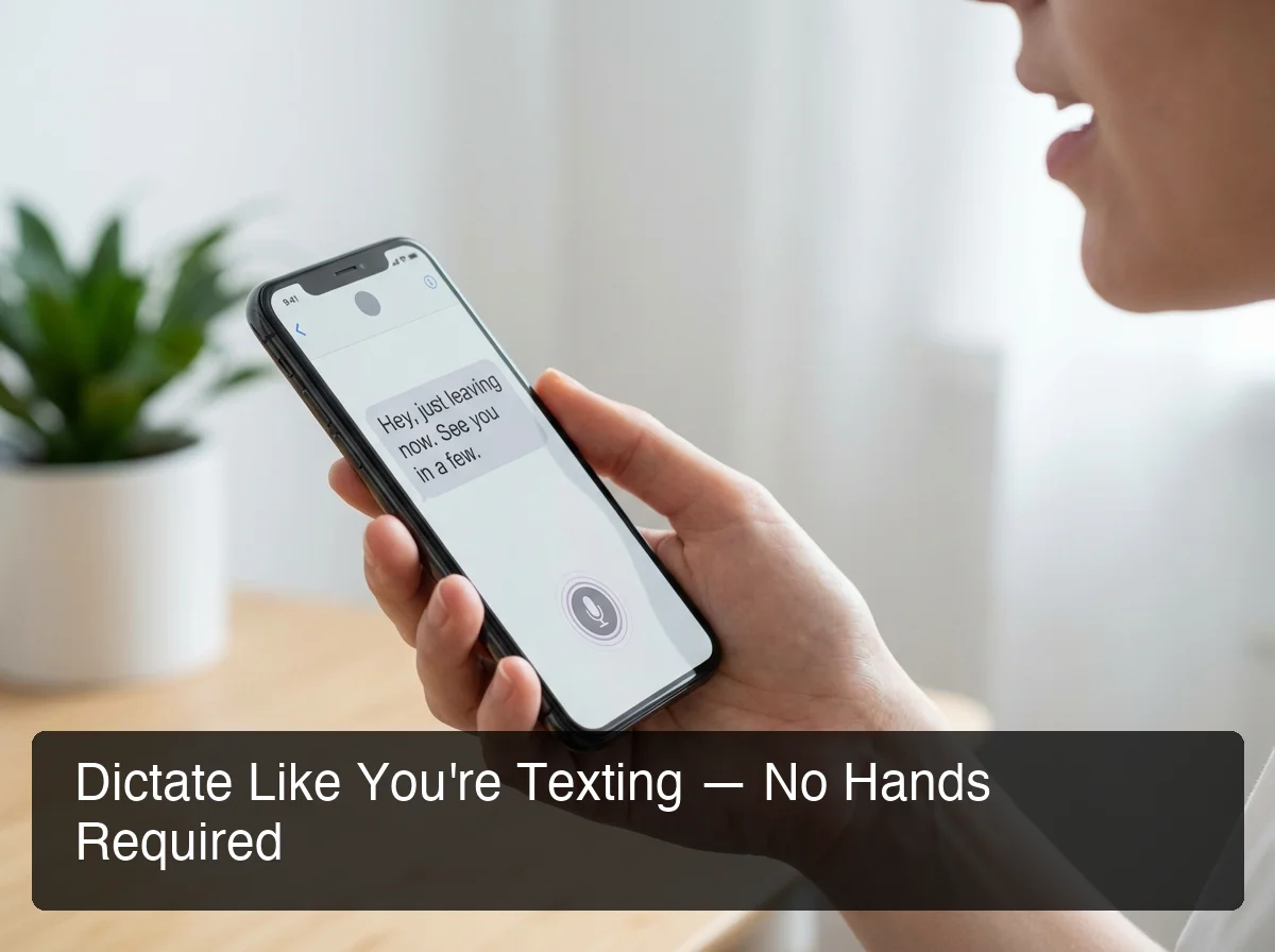 Person holding iPhone naturally while dictating a text message hands-free