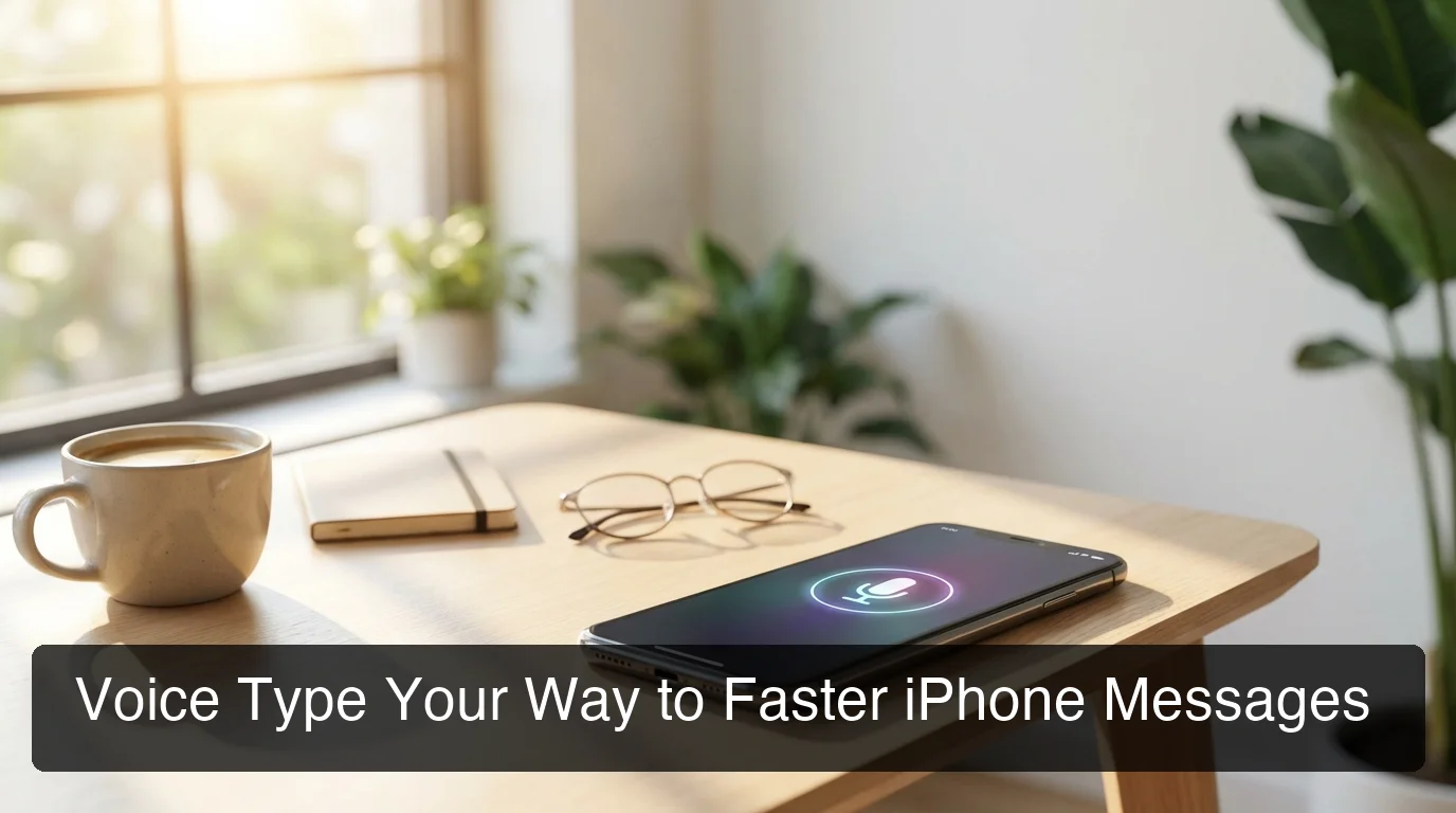 iPhone displaying voice typing keyboard interface with microphone button highlighted