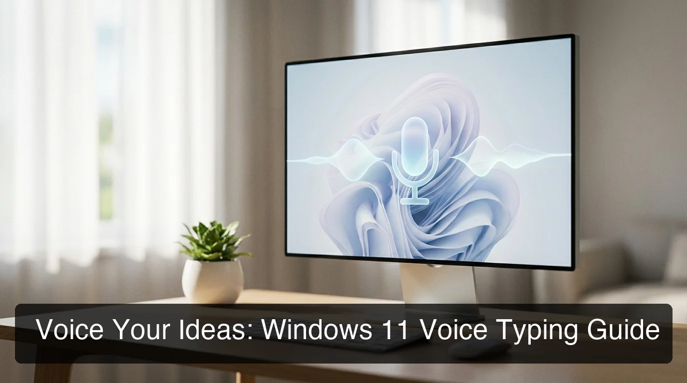 Voice typing windows 11 setup on modern Windows desktop with microphone waveform visualization