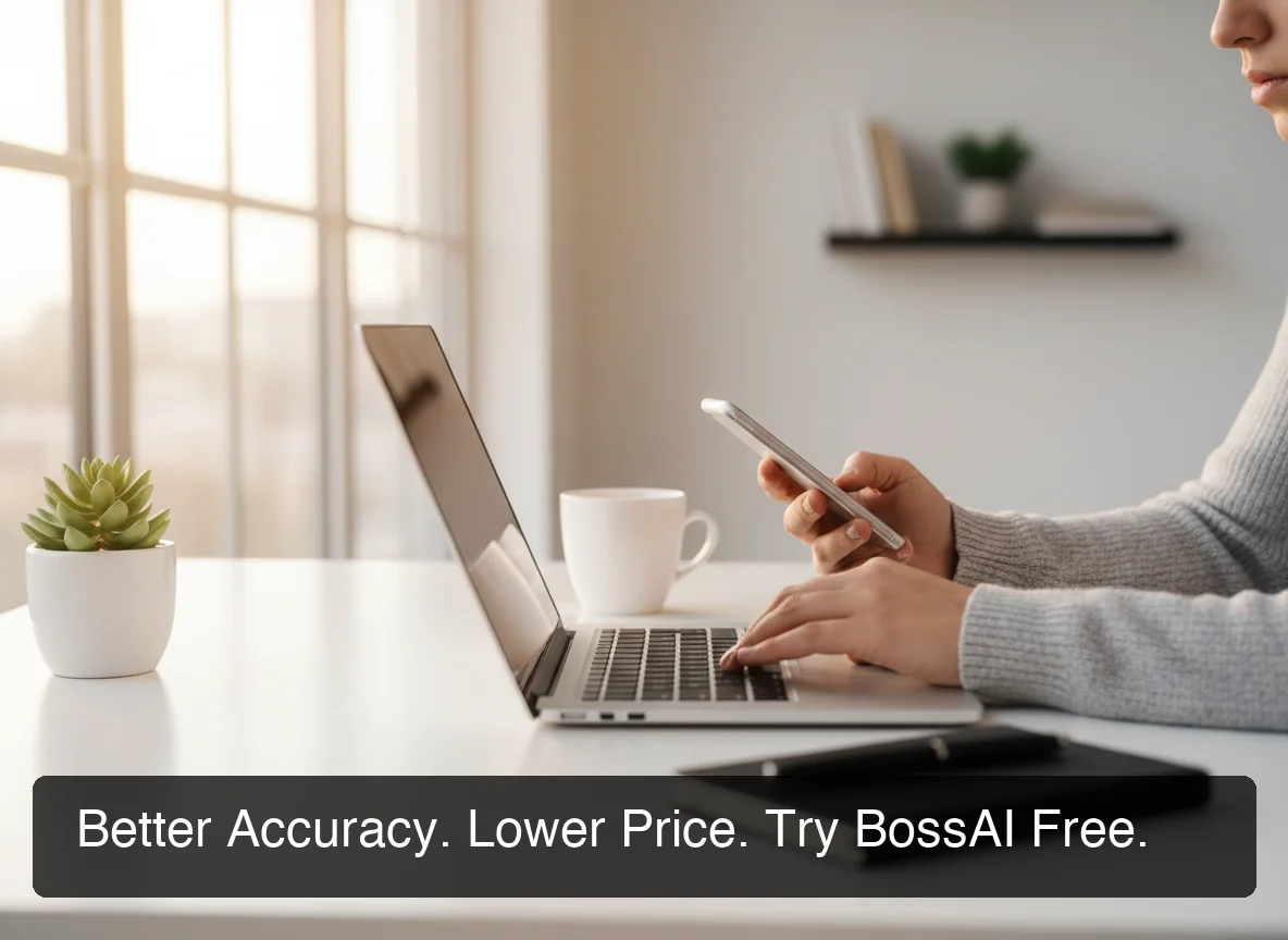 BossAI voice dictation alternative solution showing professional workflow on iPhone and laptop