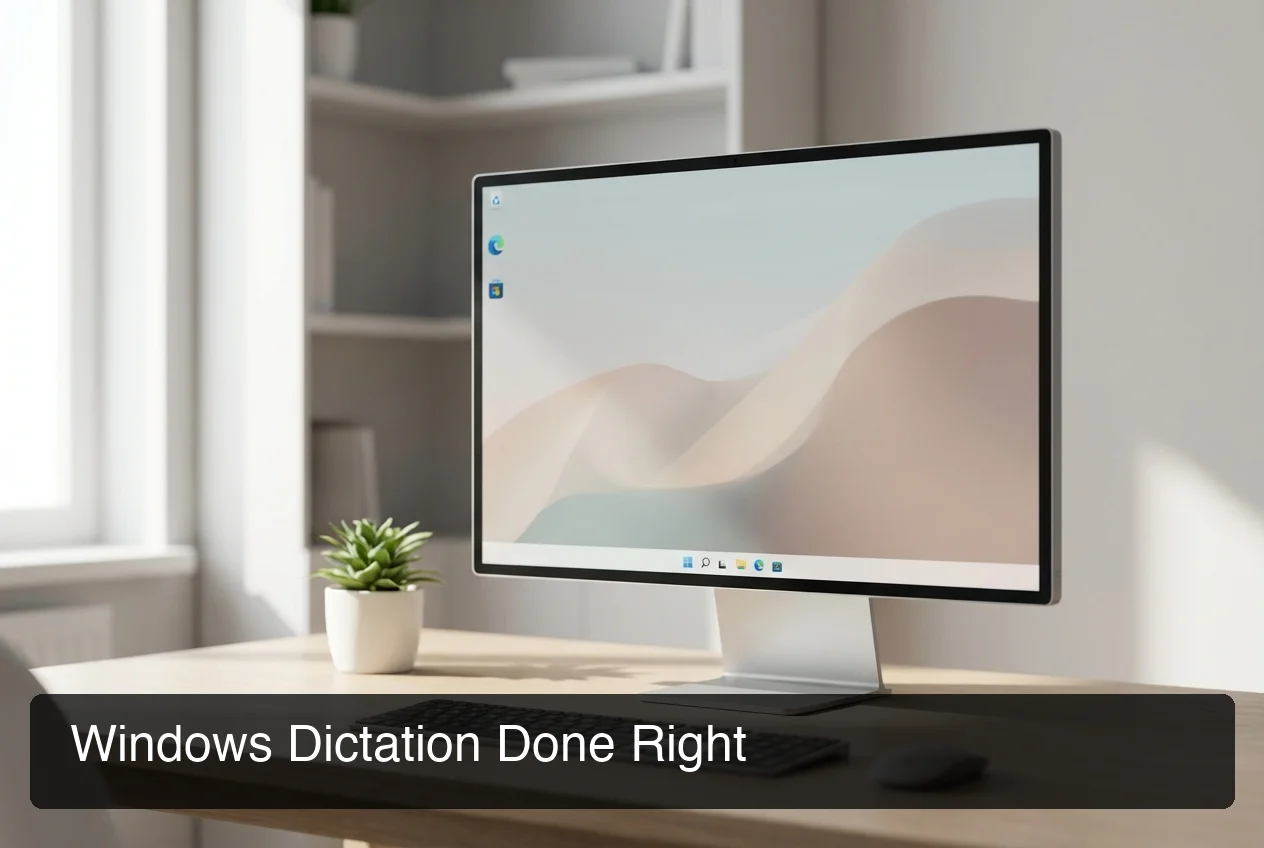 BossAI wisprflow alternative for windows — Windows desktop environment showing seamless dictation workflow, modern minimalist UI