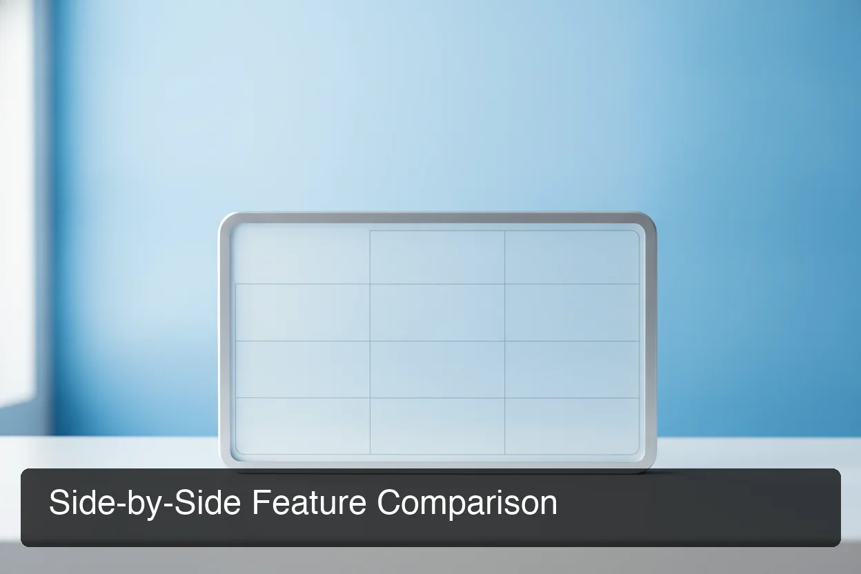 Side-by-side voice dictation feature comparison on sleek flat design with soft blue gradient background