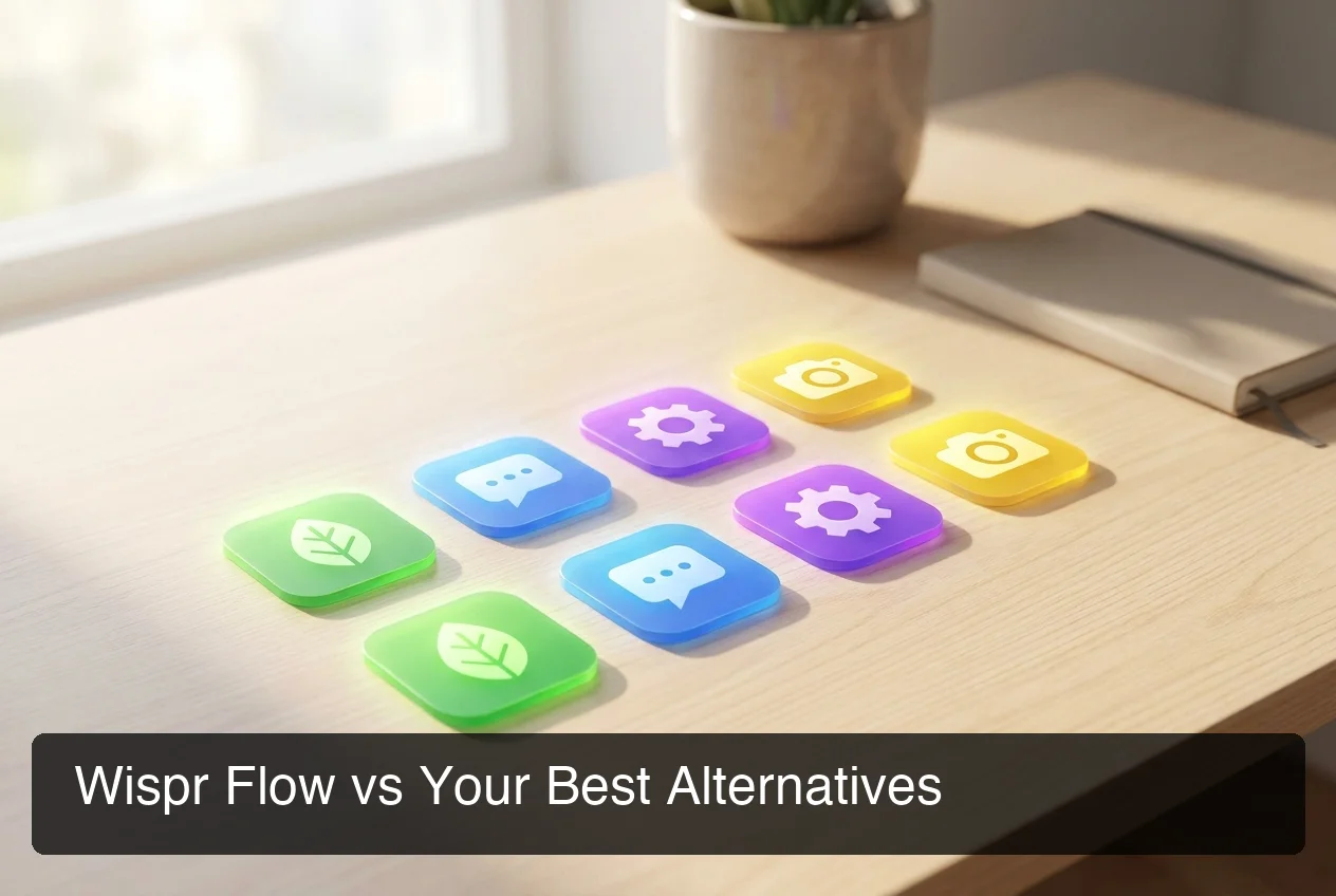 Comparison of top Wispr Flow alternatives for Windows showing multiple app icons arranged professionally