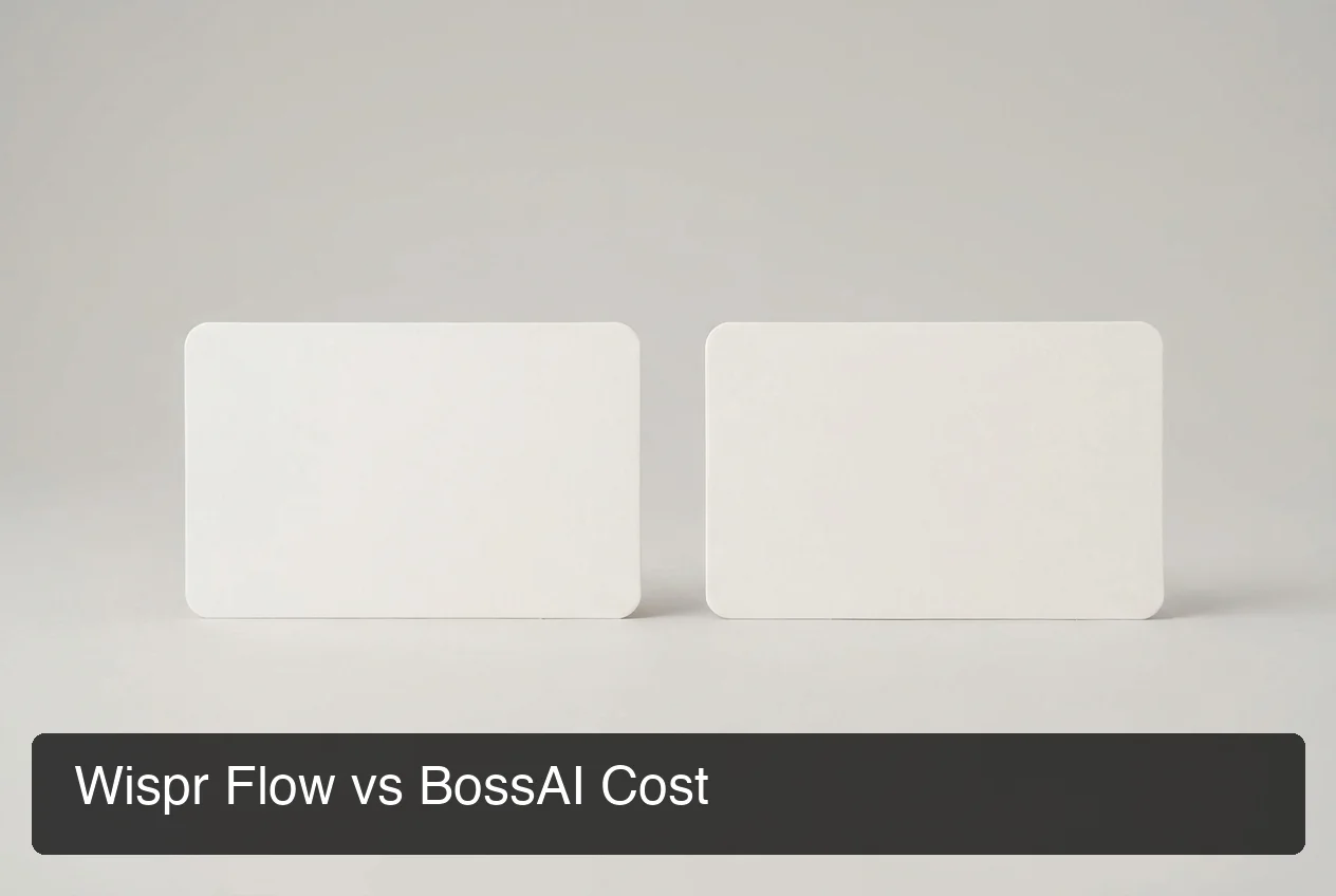 Wispr Flow vs BossAI cost comparison showing split pricing cards side by side