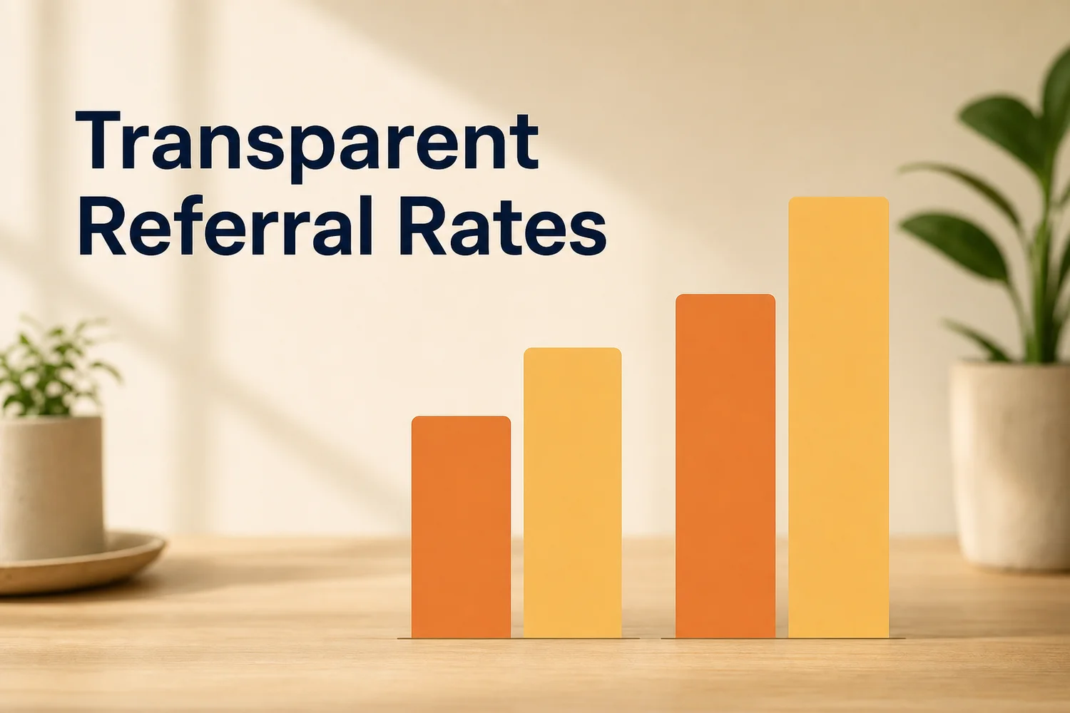 Wispr Flow referral commission structure shown as a simple two-pair bar chart